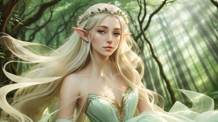 Beautiful Princess Elf in a Fantasy Forest