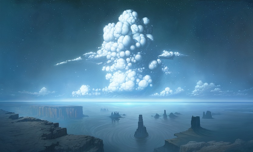 Concept Art of a Distant Blue Alien Planet Wallpaper