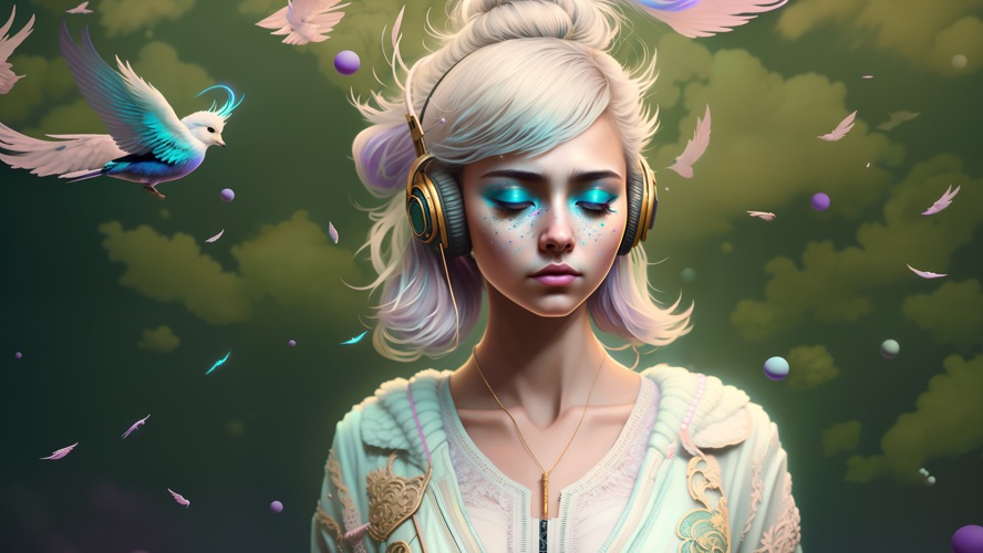 Portrait Of A Cute Girl Listening To Music Wallpaper
