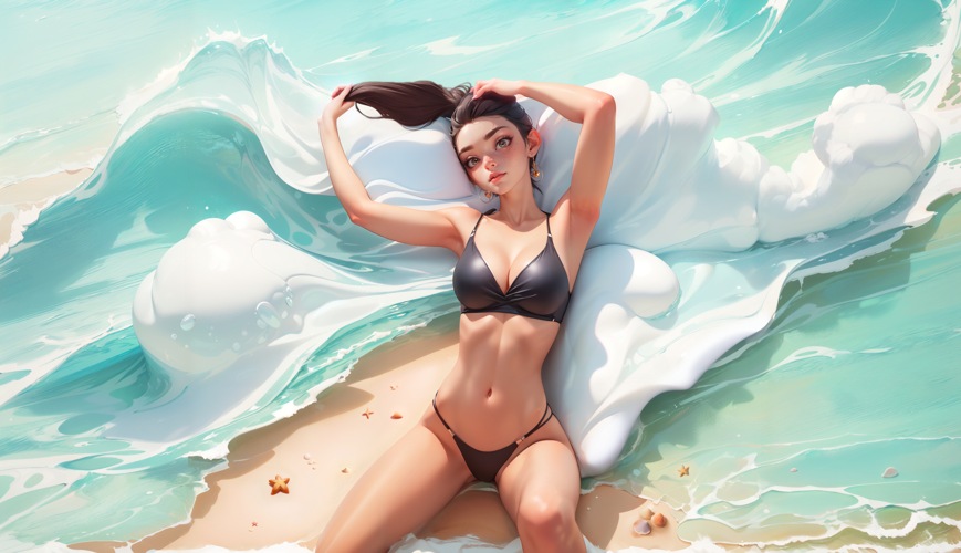 Beautiful Woman Lying On A Beach