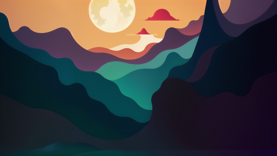 Minimalistic Landscape Sunset - Vector Art Wallpaper