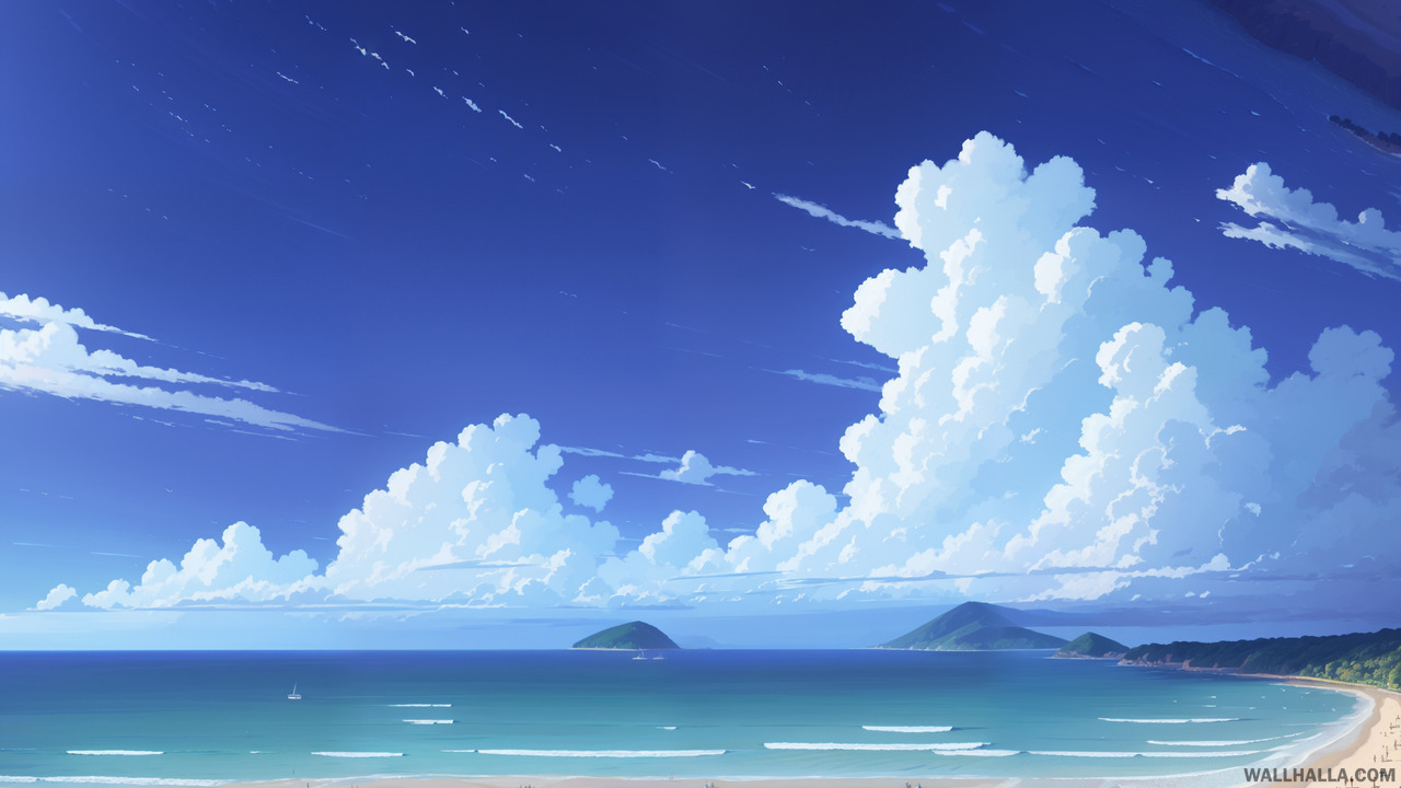 Discover the idyllic and stunning environment in our perfect beach aerial view landscape illustration. Get lost in the fine detail of this trendy digital art piece from Wallhalla, now available as a free wallpaper.