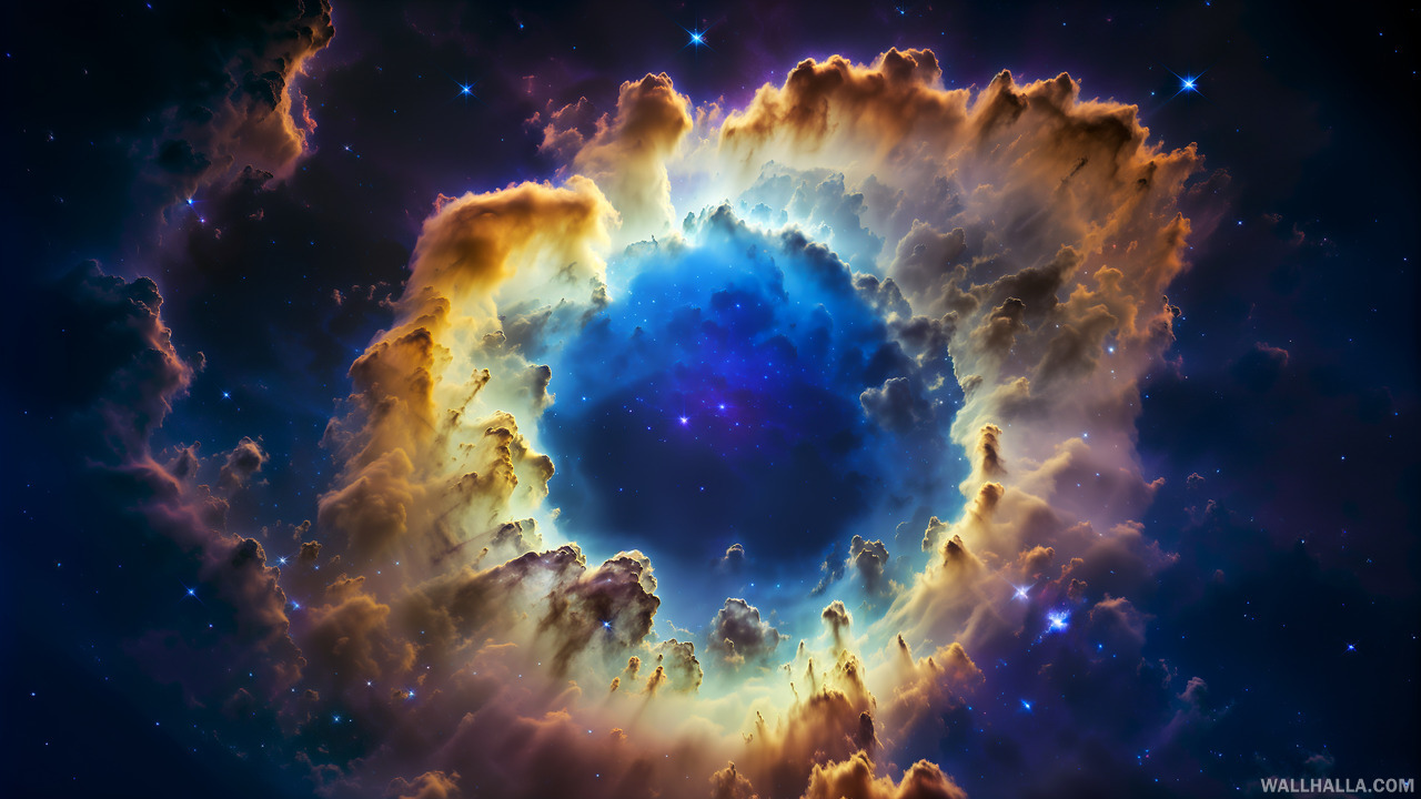 Discover our vivid and atmospheric 4K distant galaxy wallpaper. Explore the detailed cloud nebula in this breathtaking, wide-angle shot masterpiece. Only on Wallhalla.