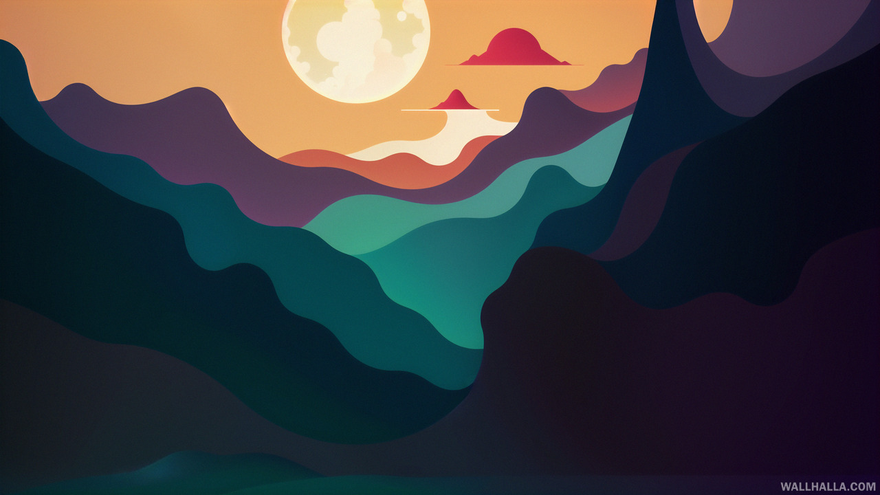 Discover the beauty of abstract minimalistic award winning landscape sunsets, created with smooth gradients and vivid colors. Download stunning vector art wallpapers for desktop and mobile at Wallhalla.