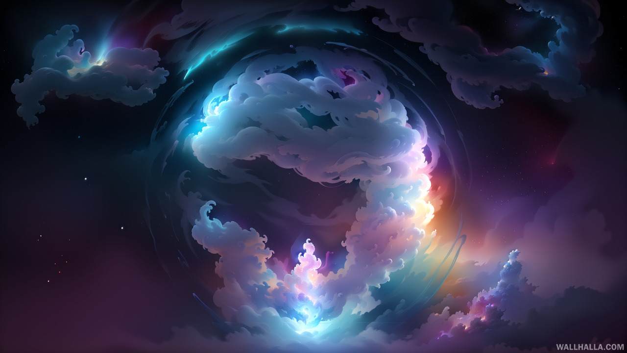 Explore the cosmic beauty with our illustration featuring smoke clouds with smooth gradients, tilt shift blur, and nebula stars. Download desktop and mobile wallpapers on Wallhalla!