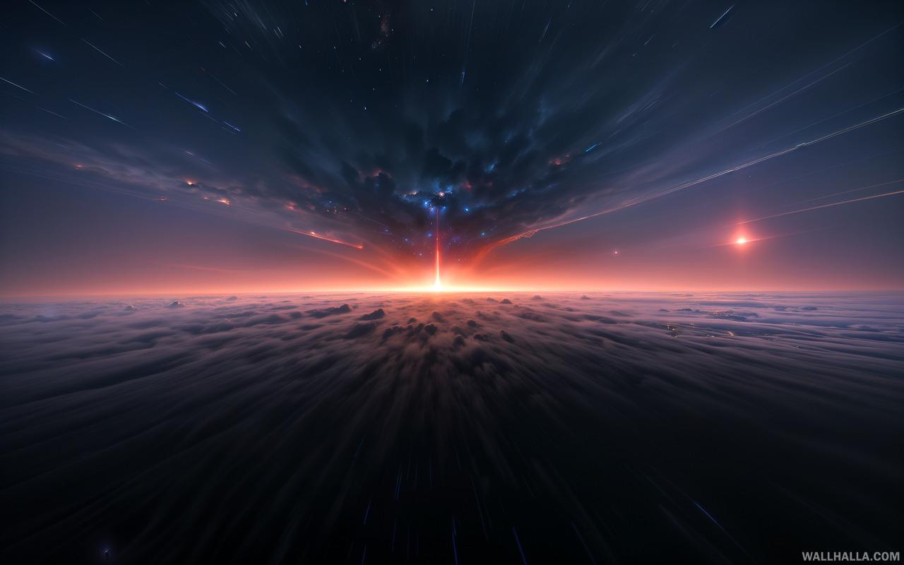 Discover Wallhalla's latest masterpiece, an intricately detailed HP Lovecraft inspired, action-packed 3D render of an unimaginable cosmic energy sunset. Experience this high quality, photorealistic wallpaper featuring dramatic atmosphere, sharp and soft focus facets, and volumetric atmospheric light. Perfect for any fans of dark scifi fantasy.